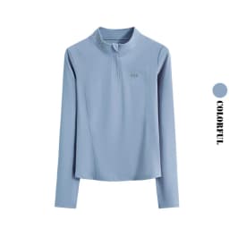 DRUR Women Lightweight Yoga Tops Long Sleeve Quick Dry Running Fitness Jacket Stand Collar Outdoor Sports Half Zipper Cardigan