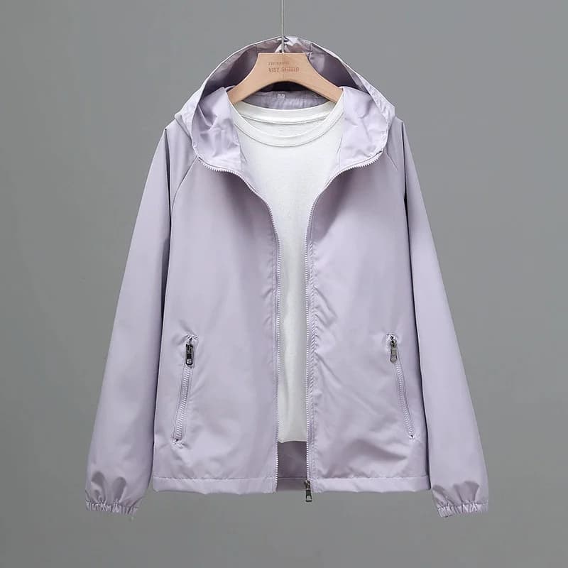 Thin Trench Coat Women Spring Autumn New Double Hooded Windbreaker Wind-Proof Waterproof Sports Outwear Female Fashion Joker Top