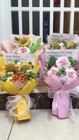 Finished Knitted Flowers Sunflowers Crochet Bouquet Creative Knitted Flowers Valentine Mothers' Day Birthday Graduation Gifts