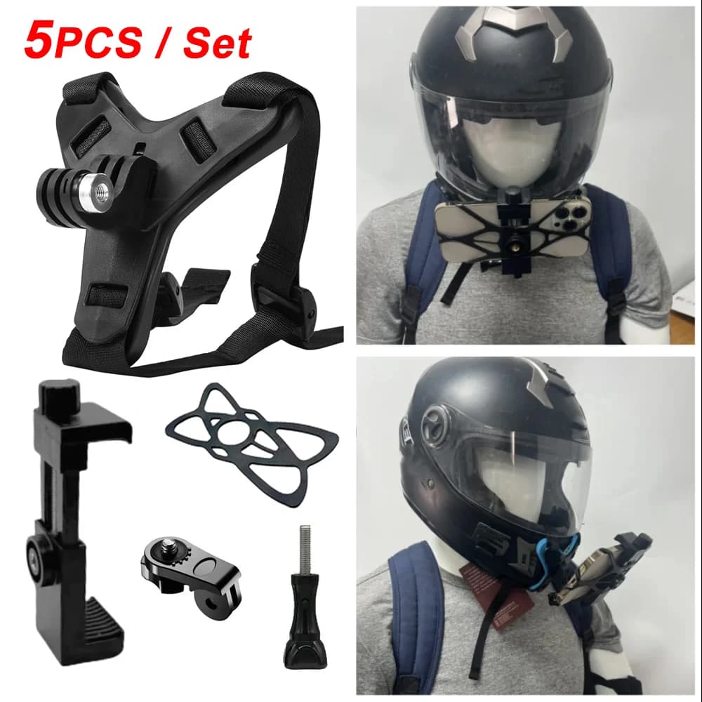 Motorcycle Helmet Chin Strap Mount Holder for GoPro Hero 13 12 11 10 9 8 AKASO SJCAM Insta360 DJI OSMO Action Camera Accessories