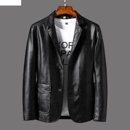 New Leather Jacket Men's Business Casual Lapel PU Leather Blazers Fashion Solid Slim Korean Style Leather Coat Big Size 6XL