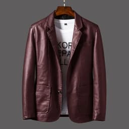 New Leather Jacket Men's Business Casual Lapel PU Leather Blazers Fashion Solid Slim Korean Style Leather Coat Big Size 6XL