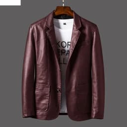 New Leather Jacket Men's Business Casual Lapel PU Leather Blazers Fashion Solid Slim Korean Style Leather Coat Big Size 6XL