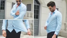 100KG Non-Iron Four-way High Stretch Men's Long Sleeve Shirt Silky Soft Sommth Blue Black Business Party Wedding Male Clothing