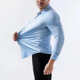 100KG Non-Iron Four-way High Stretch Men's Long Sleeve Shirt Silky Soft Sommth Blue Black Business Party Wedding Male Clothing