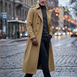 New Men's Trench Autumn Super Long Windbreaker - Double-Breasted with Belt | Thin & Loose Streetwear Casual Long Jackets for Man