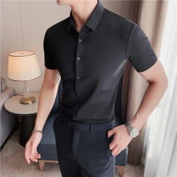 Men's Ultra Stretch Seamless Long Sleeve Shirt Top Quality Business Casual Breathable Stretchable Solid Color Formal Dress Shirt