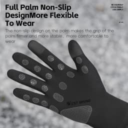 WEST BIKING Thermal Cycling Gloves Winter Fleece Windproof Bike Gloves Touch Screen Full Finger Gloves Outdoor Cycling Equipment