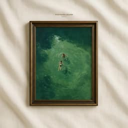 Swimming in Green Abstract Print | Vintage Retro Wall Art | Minimalist Green Holiday Decor | Digital Art Gift | Instant Download