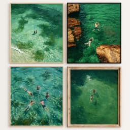 Swimming in Green Abstract Print | Vintage Retro Wall Art | Minimalist Green Holiday Decor | Digital Art Gift | Instant Download