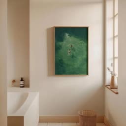 Swimming in Green Abstract Print | Vintage Retro Wall Art | Minimalist Green Holiday Decor | Digital Art Gift | Instant Download
