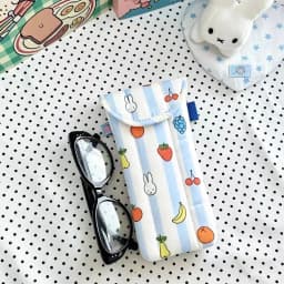 Kawaii Miffy Cute Umbrella Cartoon Rabbit Printing Cotton Clip Thickening Portable Glasses Bag Girl Gift