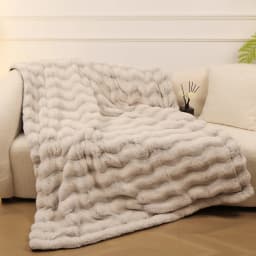 Rosekind Soft FAUX RABBIT Fleece Throw Blanket for Couch, Faux Fur Blanket for Bed, Reversible Cozy Plush Blanket for Sofa