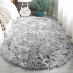 VIKAMA Light Luxury Plush Elliptical Carpet Bedside Soft Foot Mat Living Room Drifting Window Anti slip Decorative Floor Mat