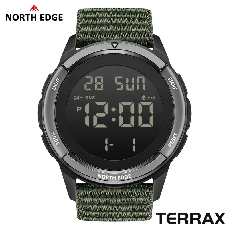 NORTH EDGE NEW TERRAX Men's Digital Military Watches Outdoor Sports Swimming Waterproof 50M Stopwatch Countdown Watch For Men