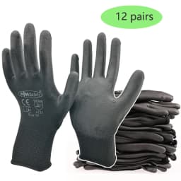 24 Pieces/12 Pairs Black Nylon Knitted Liner Dipped PU Nitrile Palm Electronic Anti-Static Safety Protective Work Gloves Man