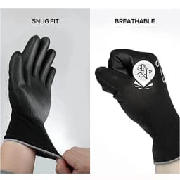 24 Pieces/12 Pairs Black Nylon Knitted Liner Dipped PU Nitrile Palm Electronic Anti-Static Safety Protective Work Gloves Man