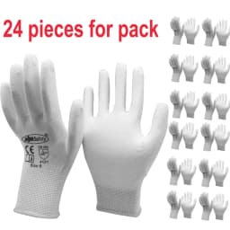 24 Pieces/12 Pairs Black Nylon Knitted Liner Dipped PU Nitrile Palm Electronic Anti-Static Safety Protective Work Gloves Man