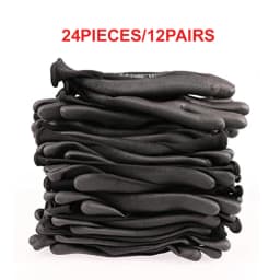 24 Pieces/12 Pairs Black Nylon Knitted Liner Dipped PU Nitrile Palm Electronic Anti-Static Safety Protective Work Gloves Man