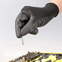 24 Pieces/12 Pairs Black Nylon Knitted Liner Dipped PU Nitrile Palm Electronic Anti-Static Safety Protective Work Gloves Man