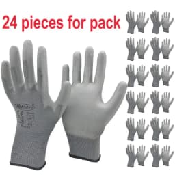 24 Pieces/12 Pairs Black Nylon Knitted Liner Dipped PU Nitrile Palm Electronic Anti-Static Safety Protective Work Gloves Man