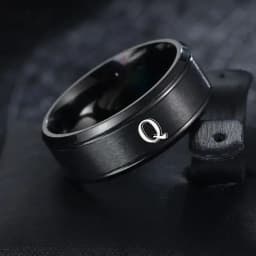 1pc Fashion 26 English Letters Ring With Double Beveled Edges, Men's Stainless Steel Ring