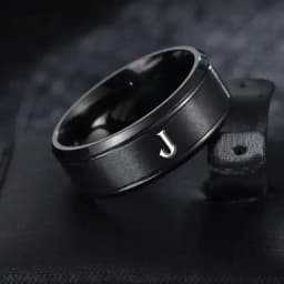 1pc Fashion 26 English Letters Ring With Double Beveled Edges, Men's Stainless Steel Ring