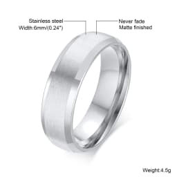 6/8MM Stainless Steel Ring for Men Women,Classic Double Inclined Plane Matte Wedding Band Couples Rings,Engagement Jewelry