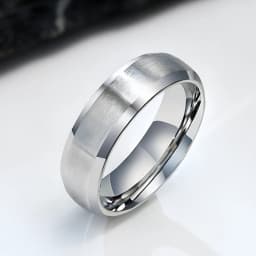 6/8MM Stainless Steel Ring for Men Women,Classic Double Inclined Plane Matte Wedding Band Couples Rings,Engagement Jewelry