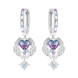 Orstarry 925 Sterling Silver Wings Guardian Love Heart Drop Earrings Women Earrings Charm Trend Versatile Party Jewelry Gifts
