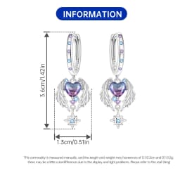 Orstarry 925 Sterling Silver Wings Guardian Love Heart Drop Earrings Women Earrings Charm Trend Versatile Party Jewelry Gifts