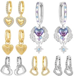 Orstarry 925 Sterling Silver Wings Guardian Love Heart Drop Earrings Women Earrings Charm Trend Versatile Party Jewelry Gifts