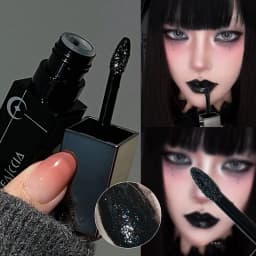 Gothic Matte Black Liquid Lipstick Moisturizer Long-Lasting Punk Blue Green Sparkling Pearl Lip Gloss Halloween Lip Glaze Makeup