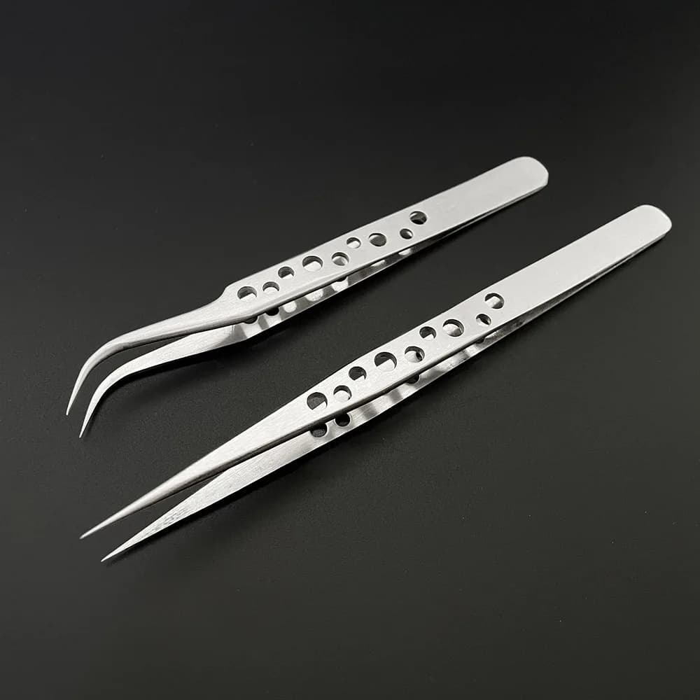 Electronics Industrial Tweezers Precision Anti-static Curved Straight Tip Stainless Forceps Phone Repair Hand Tool sets