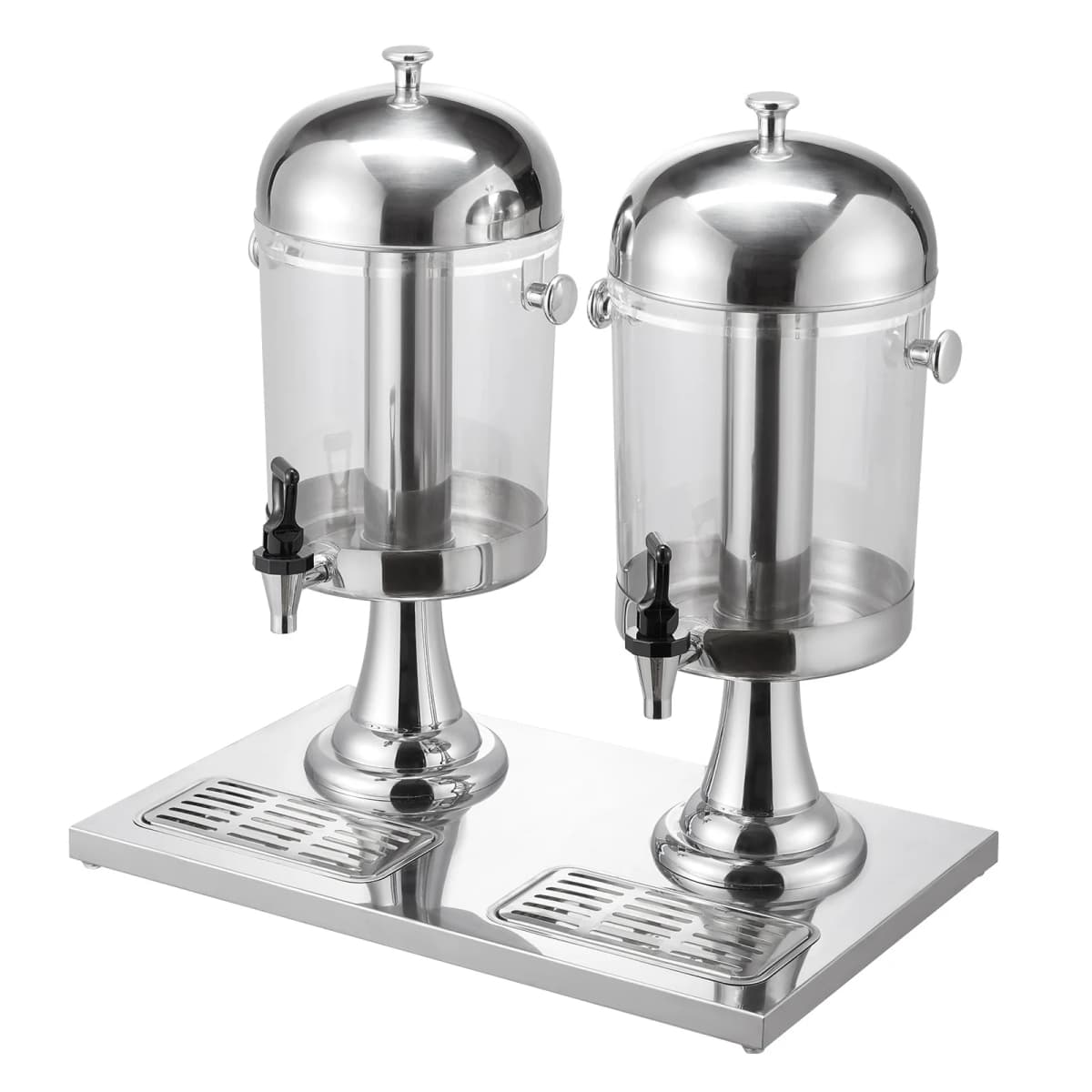 SucceBuy Beverage Dispenser 2.1 Gallon x2 Drink Dispenser, Stainless Steel + Plastic with Spigot Chamber Tray for Restaurants