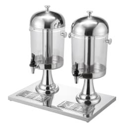SucceBuy Beverage Dispenser 2.1 Gallon x2 Drink Dispenser, Stainless Steel + Plastic with Spigot Chamber Tray for Restaurants