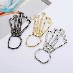 Steam Punk Metal Skull Skeleton Bracelet For Men Gothic Hand Accessories Elasticity Adjustable Couple Women Bangles Jewelry