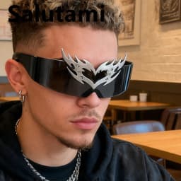 rimless one piece Y2K sunglasses men new fashion hip hop punk sun glasses women vintage Party funny shades mask shield shades