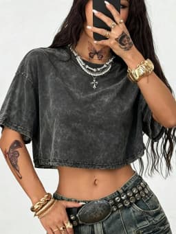 Summer Cotton Washed T-Shirts For Women Loose O-Neck Solid Crop Tops Casual Vintage Short Sleeve Tees Y2k Street Woman Clothes