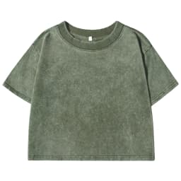 Summer Cotton Washed T-Shirts For Women Loose O-Neck Solid Crop Tops Casual Vintage Short Sleeve Tees Y2k Street Woman Clothes