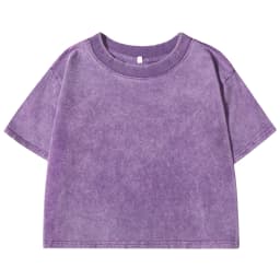 Summer Cotton Washed T-Shirts For Women Loose O-Neck Solid Crop Tops Casual Vintage Short Sleeve Tees Y2k Street Woman Clothes