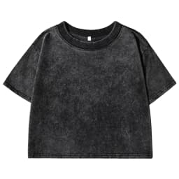 Summer Cotton Washed T-Shirts For Women Loose O-Neck Solid Crop Tops Casual Vintage Short Sleeve Tees Y2k Street Woman Clothes