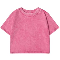 Summer Cotton Washed T-Shirts For Women Loose O-Neck Solid Crop Tops Casual Vintage Short Sleeve Tees Y2k Street Woman Clothes