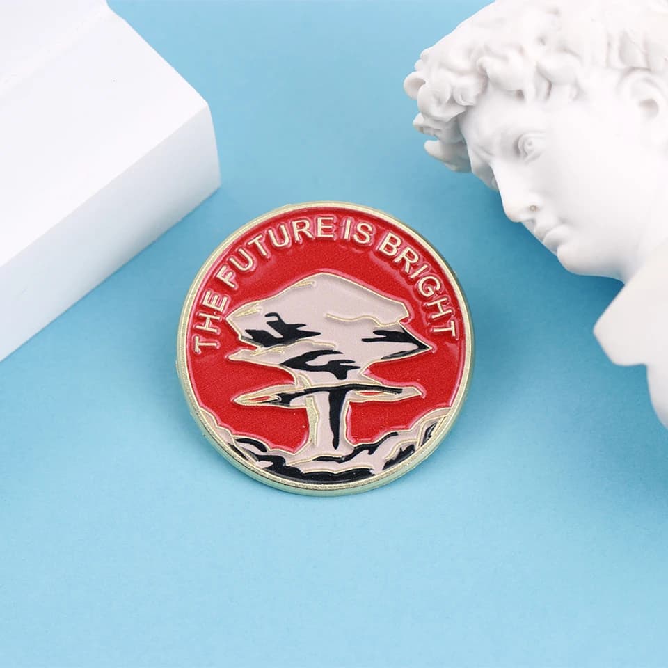 Cartoon Letters The Future Is Bright Enamel Metal Funny Lapel Pins Brooches Badges Backpack Wholesale Jewelry Gift for Friends