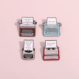 Cartoon Machine Metal Brooch Car Sewing Machine Phone Music CD Typewriter Camera Ruler Storage Card Badge Punk Pins Jewelry Gift