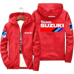 Suzuki Men's and Women's Windproof Jackets, Fashionable Casual Hooded Jackets, Cycling and Racing Outdoor Sportswear