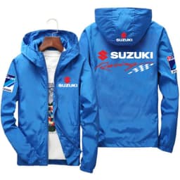 Suzuki Men's and Women's Windproof Jackets, Fashionable Casual Hooded Jackets, Cycling and Racing Outdoor Sportswear
