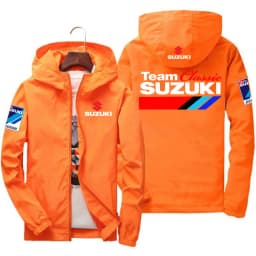 Suzuki Men's and Women's Windproof Jackets, Fashionable Casual Hooded Jackets, Cycling and Racing Outdoor Sportswear