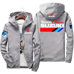 Suzuki Men's and Women's Windproof Jackets, Fashionable Casual Hooded Jackets, Cycling and Racing Outdoor Sportswear