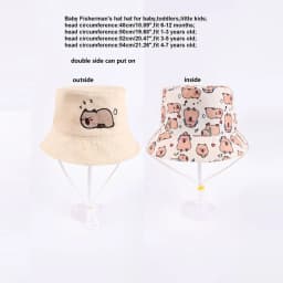 Summer Double Sided Baby Bucket Hat Cartoon Embroidered Baby Hat for Boys Girls Fisherman Cap Outdoor Kids Sun Hat